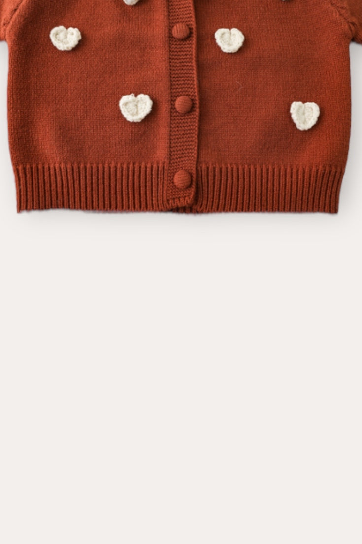 Lohle Heart Cardigan | Brownish Red