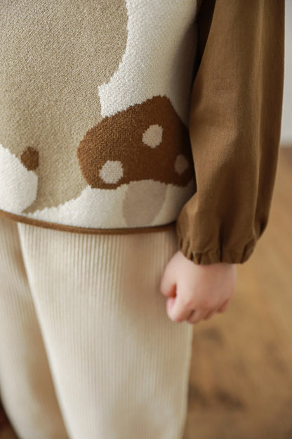 Bebe Bear And Mushroom Knit Top | Beige