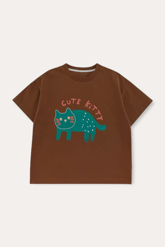 Cute Kitty T-shirt | Brown