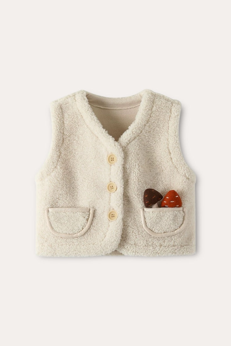 Mushrooms Wool Vest | Beige