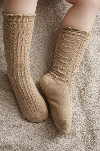 Twisted Bear Embossed Socks | Khaki
