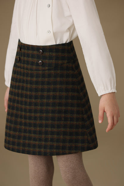 Dexie Plaid Skirt | Green