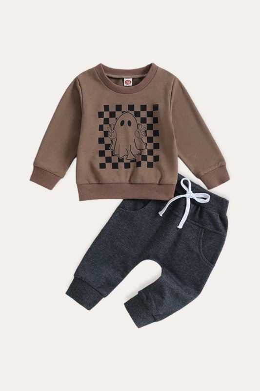 Checkerboard Ghost Set Pyjamas | Brown