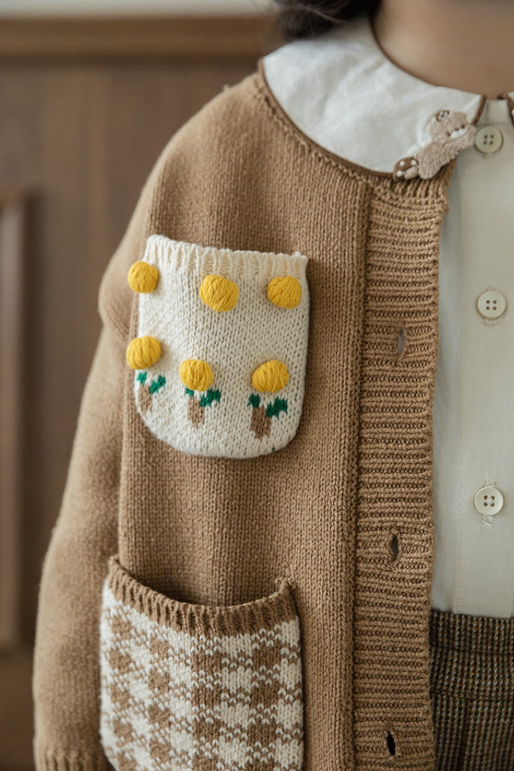 Teddy Bunny Cardigan | Beige And Brown