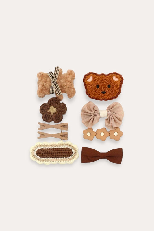 Teddy Bear Clip Set | Brown
