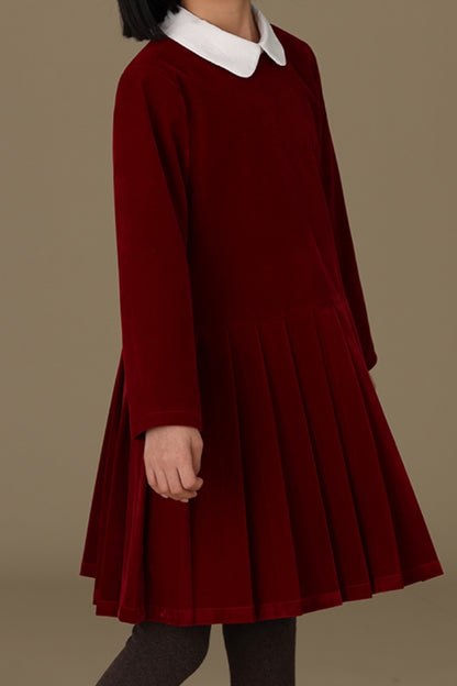Valerie Velvet Dress | Red Beige