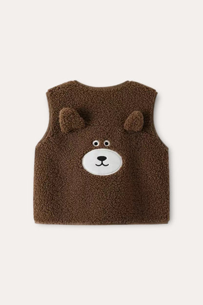 Teddy Bear Wool Vest Whit Bag | Brown