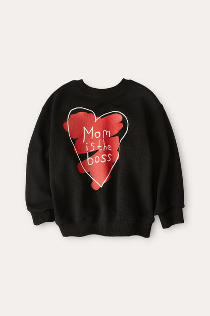 Mom Is The Boss Sweatshirt | Black