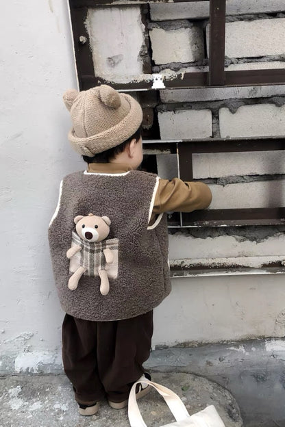 Teddy Bear Wool Vest | Beige