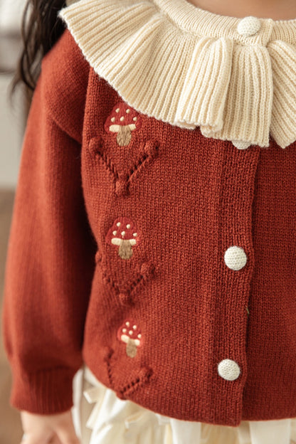 Mushroom Cardigan | Brownish Red