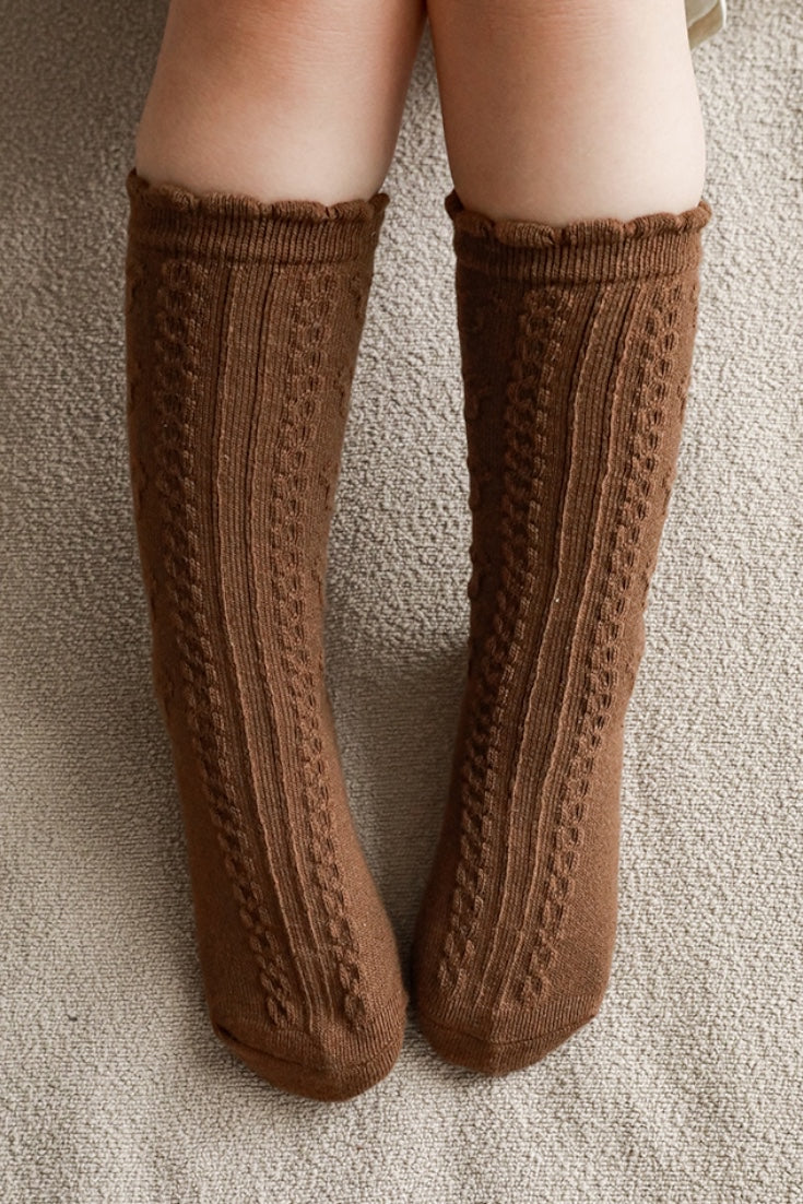 Twisted Bear Embossed Socks | Brown