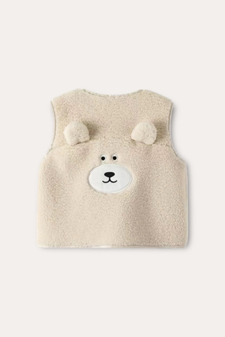 Teddy Bear Wool Vest Whit Bag | Beige