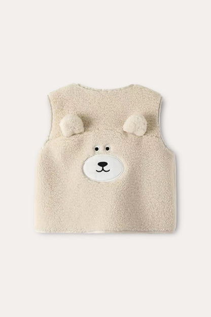 Teddy Bear Wool Vest Whit Bag | Brown