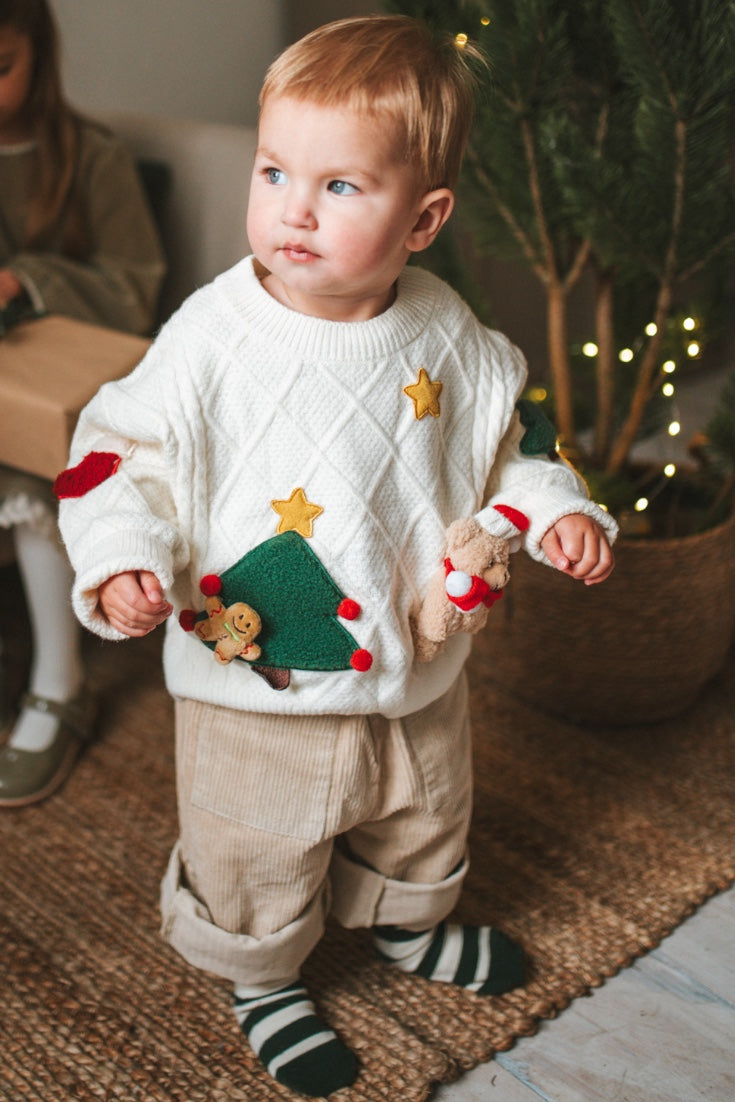 Teddy Christmas Sweater | Beige
