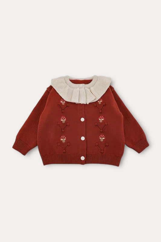 Mushroom Cardigan | Brownish Red