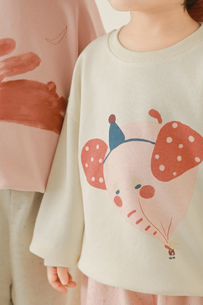 Happy Zoo Elephant Sweatshirt | Pink