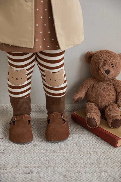 Bear Striped Leggings | Brown