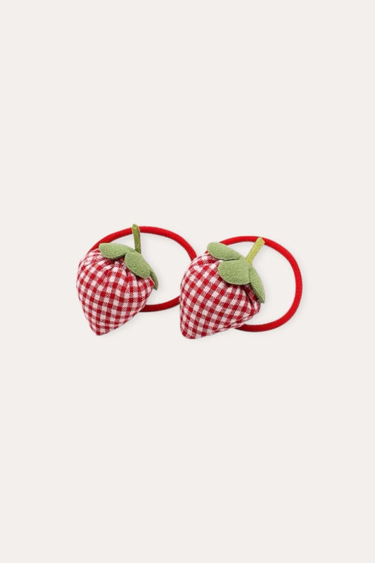 Strawberry Plaid Hair Tie | Red