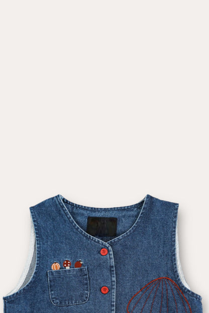 Fall Set Denim Vest | Blue