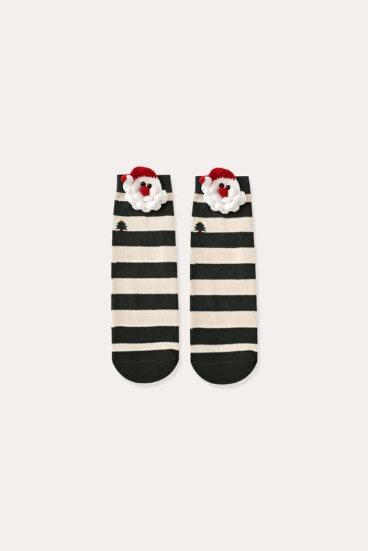 Santa Clause Stripe Socks | Green Beige