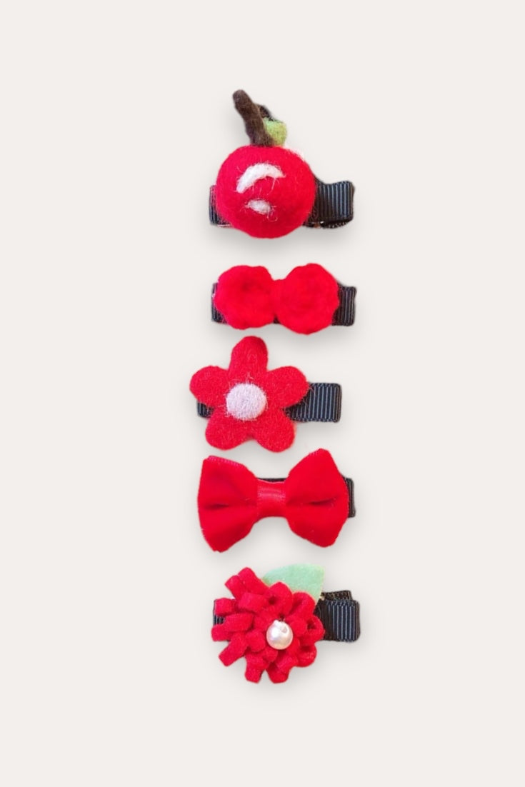 Apple And Flower Clip | Red