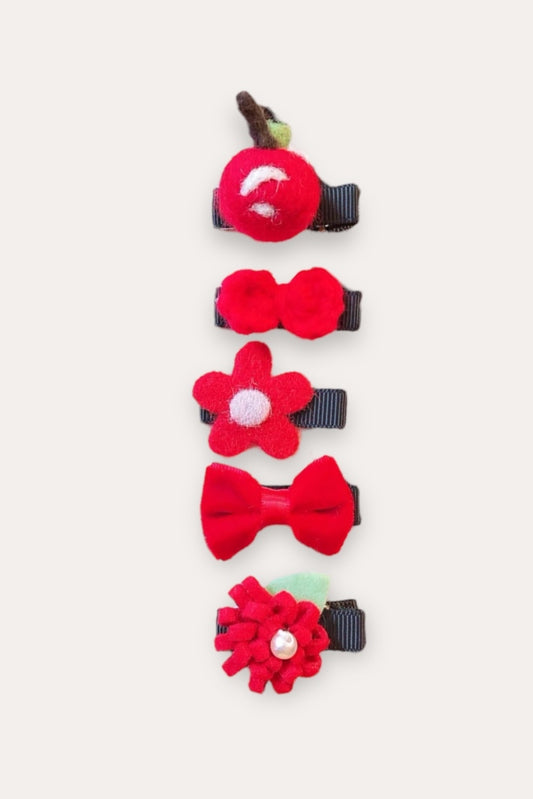 Apple And Flower Clip | Red