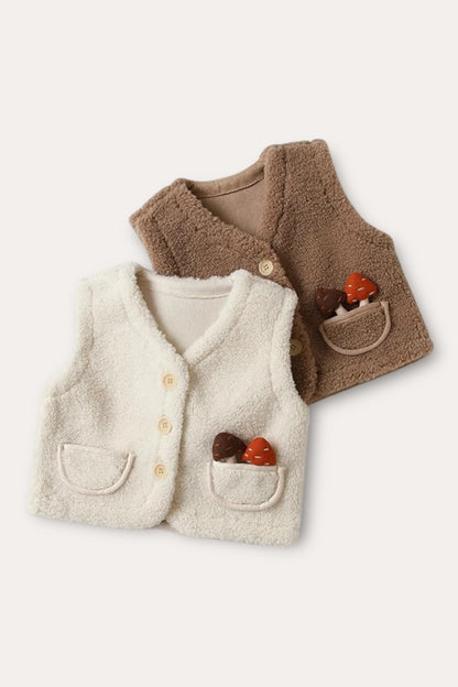 Mushrooms Wool Vest | Beige