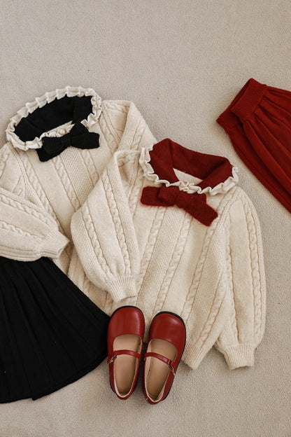 Flovos sweater & Skirt Set | Beige Black