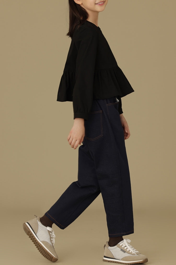 Alison Denim Tapered Trousers | Navy