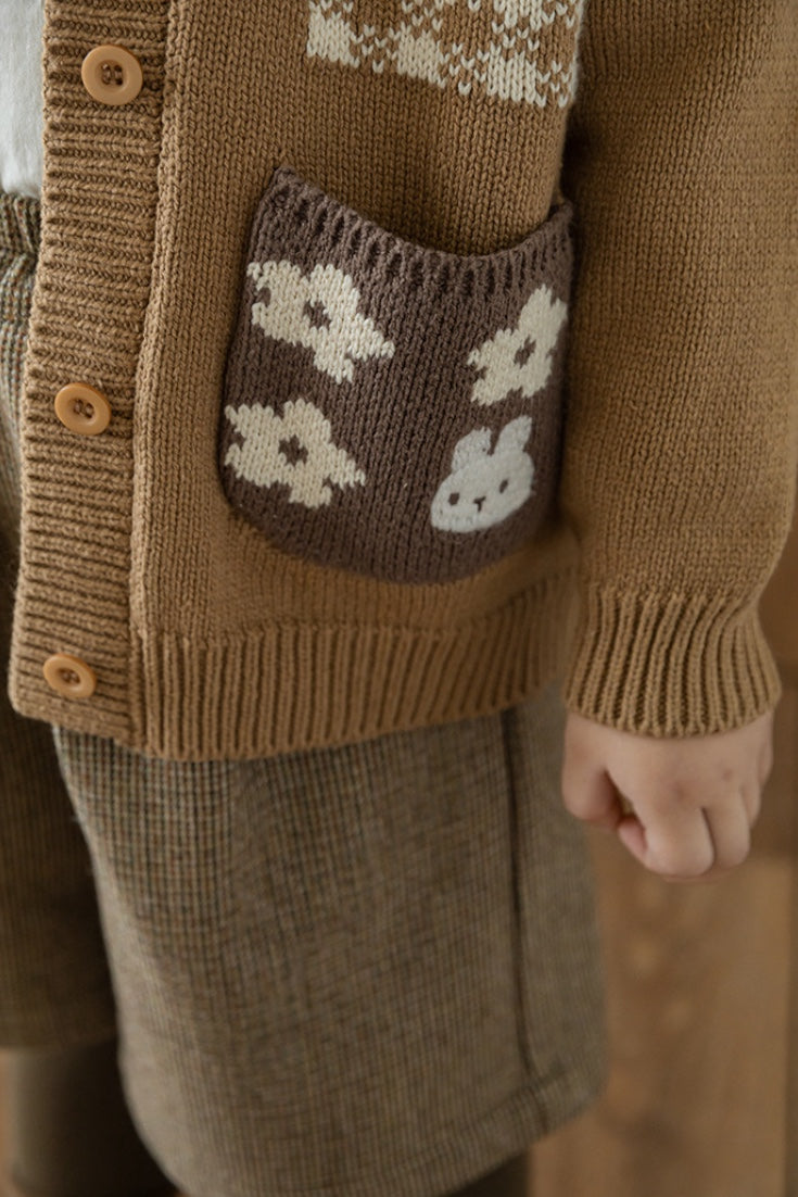 Teddy Bunny Cardigan | Beige And Brown