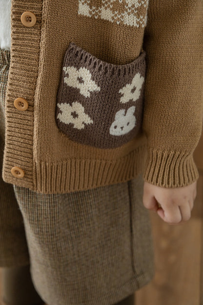 Teddy Bunny Cardigan | Beige And Red