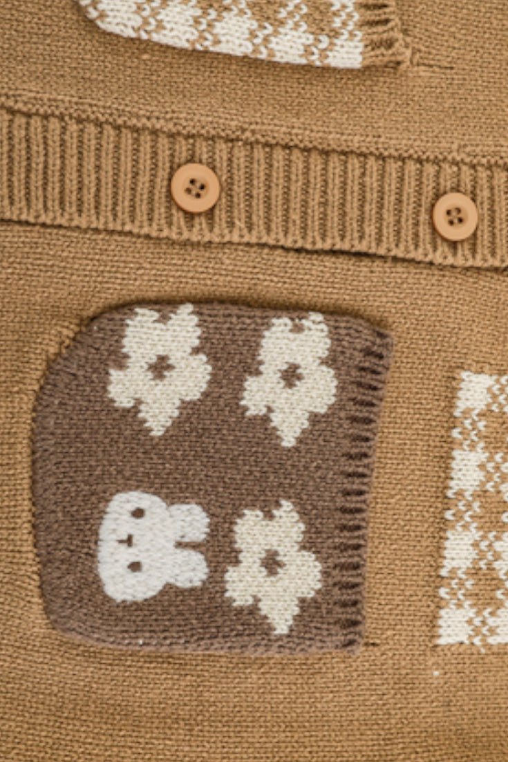 Teddy Bunny Cardigan | Beige And Brown