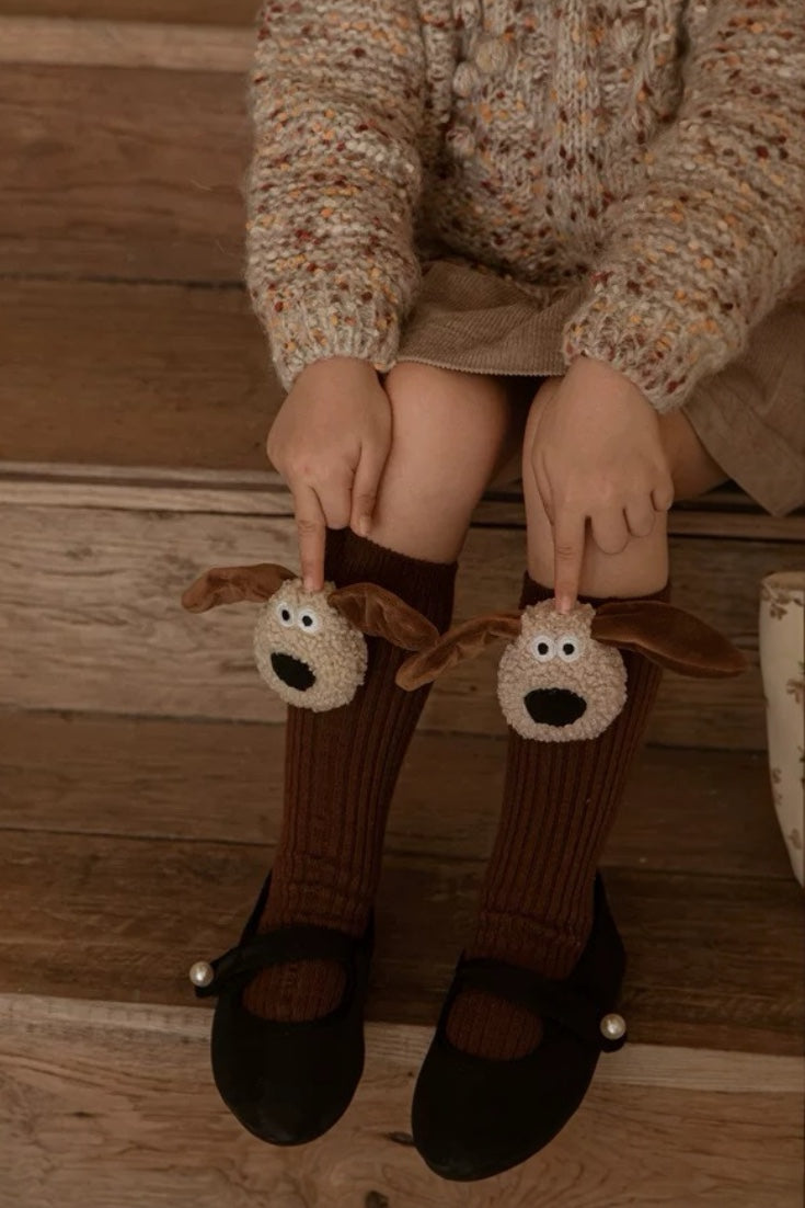 Teddy Dog Socks | Beige