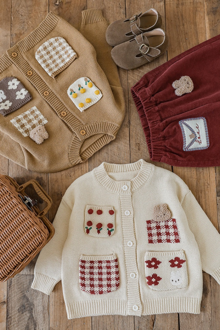 Teddy Bunny Cardigan | Beige And Brown