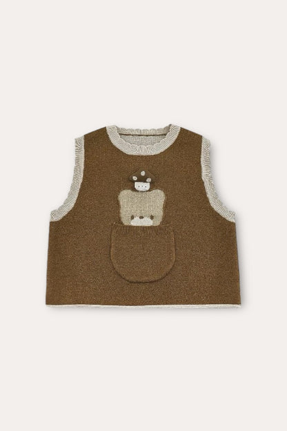 Bebe Bear And Mushroom Knit Top | Brown