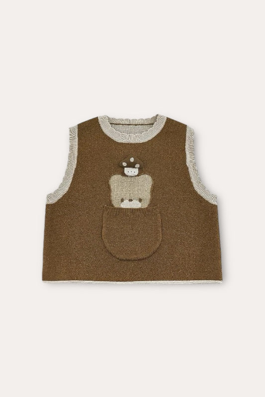 Bebe Bear And Mushroom Knit Top | Brown