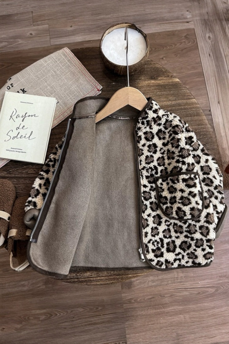 Leopard Wool Jacket | Brown