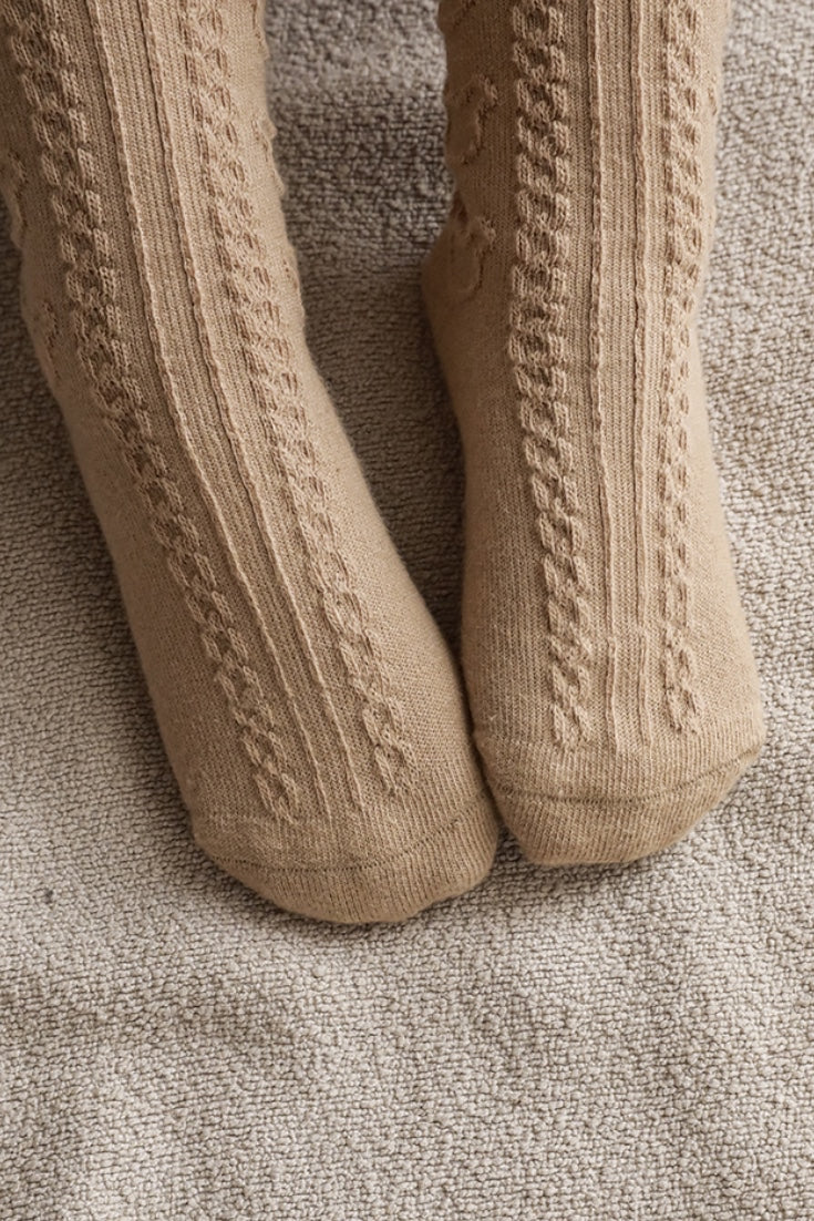 Twisted Bear Embossed Socks | Khaki