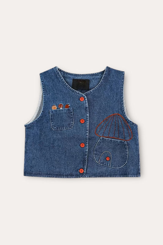 Fall Set Denim Vest | Blue