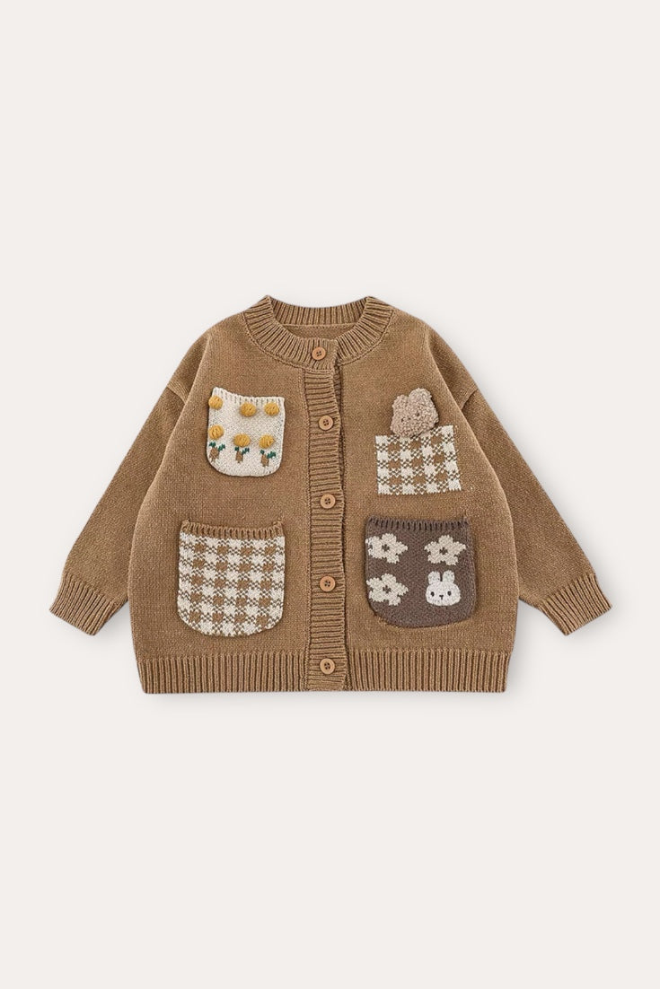 Teddy Bunny Cardigan | Beige And Brown