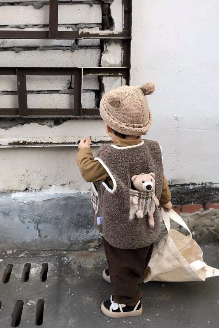 Teddy Bear Wool Vest | Beige