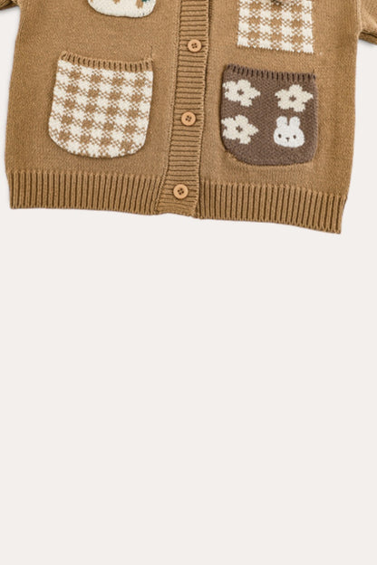 Teddy Bunny Cardigan | Beige And Brown