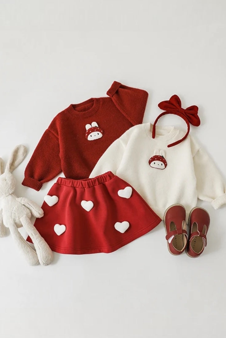 Strawberry Bunny Sweater | Red