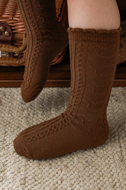 Twisted Bear Embossed Socks | Brown