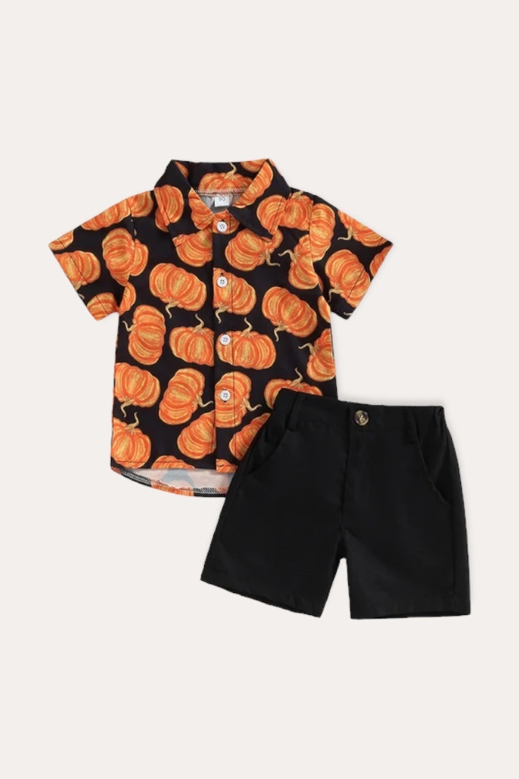 Pumpkin Set Shirt | Orange Black