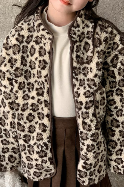 Leopard Wool Jacket | Brown