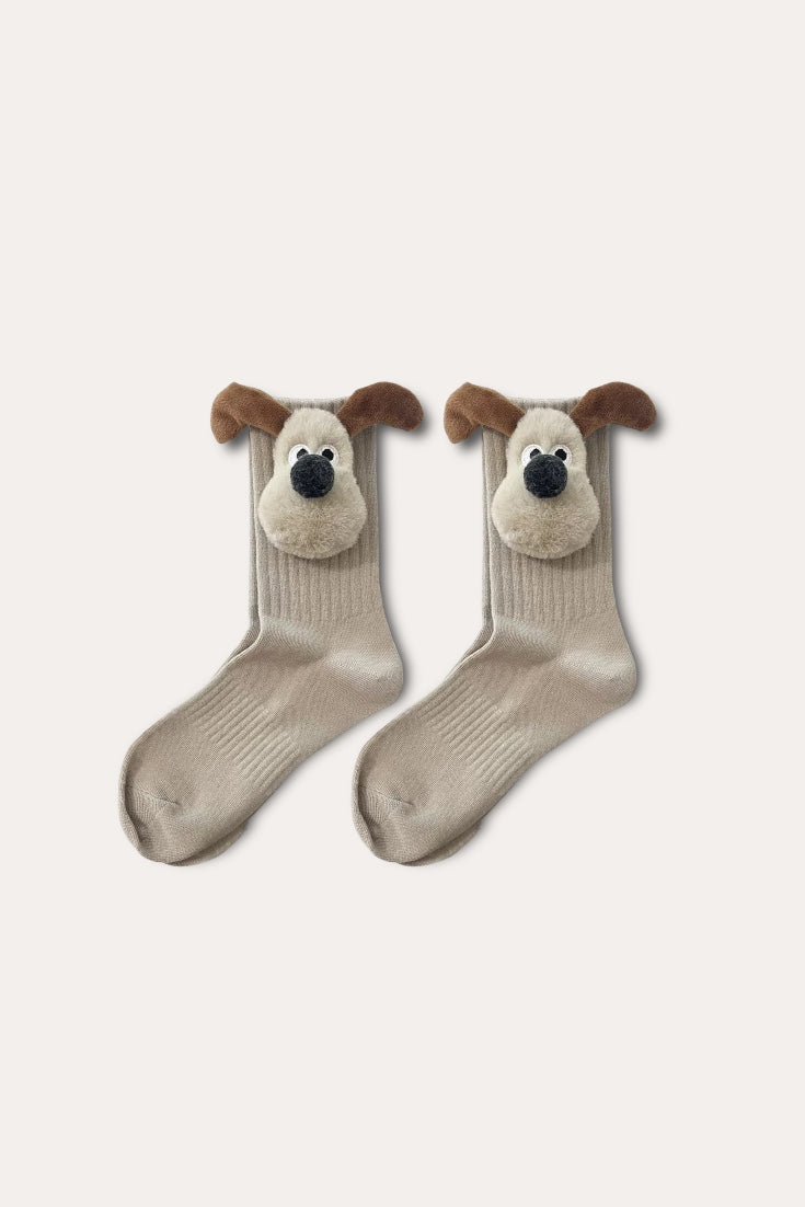 Teddy Dog Socks | Beige