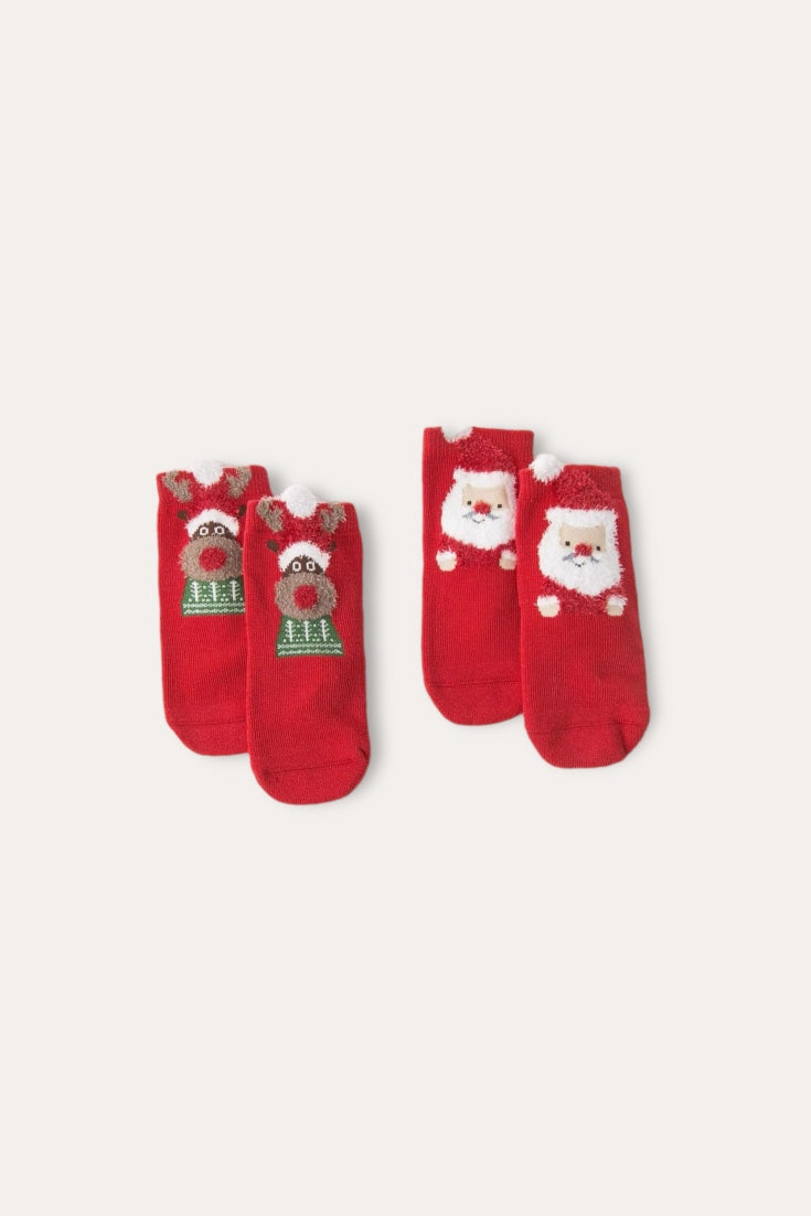 Christmas Pack Of 2 Socks | Red