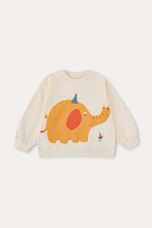 Happy Zoo Elephant Sweatshirt | Yellow