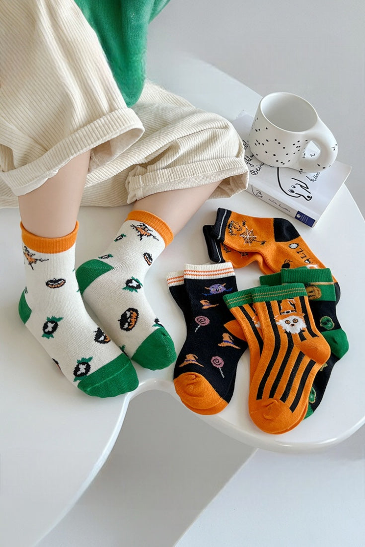 5 Pack Halloween Socks | Orange